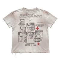 Ensemble survêtement homme délavé à l'acide, t-shirt 300 g/m² 100 % coton, ourlet brut, sur mesure, streetwear, imprimé graphique, gris clair