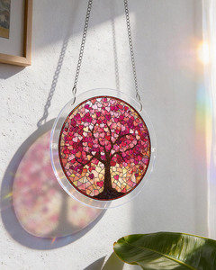 Romántico atrapasueños de acrílico con diseño de árbol de corazones, venta al por mayor, decoración de San Valentín, patrón personalizado OEM, adorno colgante para ventana interior. - Product Image 4