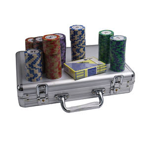 Ensemble de jetons de poker Crown, 40 mm, ABS durable, pour jeux d'échecs et de cartes, universel, blanc, 200 pièces, étui argenté inclus - Product Image 1