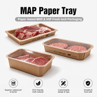 Op maat gedrukte kraftpapier MAP-schaal, hitteverzegelbaar, voor vers vlees, vis, fruit, groenten, ecologische verpakking, OEM, groothandel