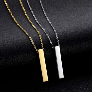 Free Sample Stylish Custom Engraved Dainty Gold Filled Bar Necklace - Product Image 5