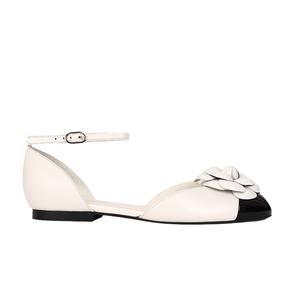 Fashion Designed Camellia <b>Closed</b>-<b>toe</b> Low-<b>heel</b> Sandals <b>High</b>-end Style Round-<b>toe</b> Flat Cutout Sandals for Women - Product Image 5