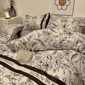Gestreiftes Verdicktes Twill 4-Teiliges King-Size Polyester Bettbezug-Set Bettwäsche-Set Luxuriöses Umweltfreundliches Schlafsaal-Set - Product Image 1