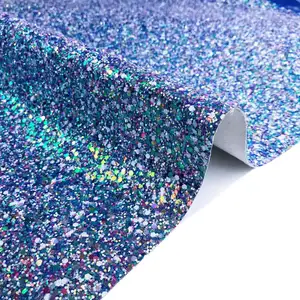 (FA-740)Mix Color golden beach Chunky Glitter Fabric 1.0 mm Sequins Pu glitter leather for bows shoes and bags DIY craft