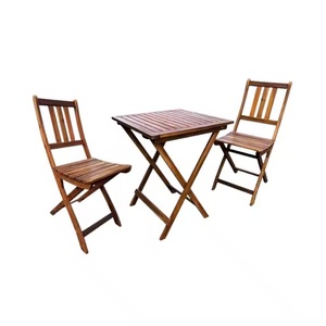 Chaises pliantes en bois confortables de haute qualité ensemble de mobilier d'extérieur balcon utiliser un design moderne avec 1 table et 2 chaises - Product Image 2
