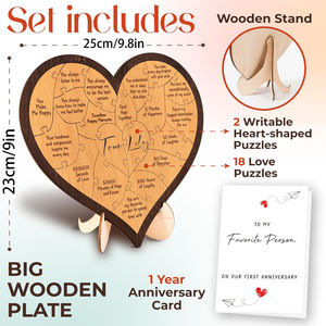 <span class=keywords><strong>Cadeau</strong></span> d'anniversaire moderne en bois en forme de cœur pour lui et elle, souvenir de mariage, décoration intérieure - Product Image 4