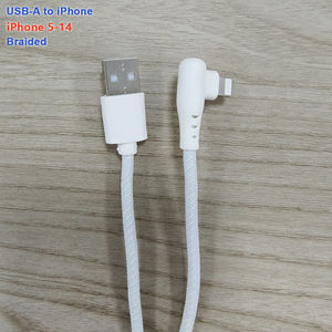 สายชาร์จ <span class=keywords><strong>USB</strong></span> A เป็น Lightning รูปตัว L ทนทานต่อการงอ สีขาว แบบถัก 1 ม. 1.5 ม. 2 ม. 3.28 ฟุต ขายส่งสำหรับ iPhone - Product Image 3