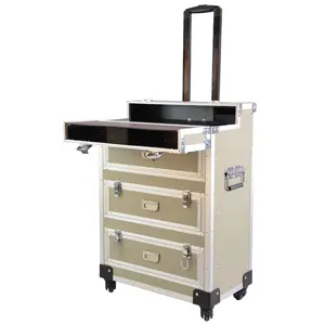 Custom aluminum case ABS trolley case aluminum toolbox with drawer hard box golden Road case