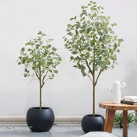Arbre à monnaie en eucalyptus artificiel réaliste en pot, plante d'intérieur, bonsaï pour la décoration du salon et de la maison