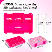 Boîte à lunch pour enfants réutilisable, grande capacité 1180 ml, anti-fuite, en Tritan+PP, motif personnalisé, dessin animé mignon, Fiambrera pour enfants