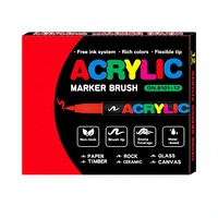 Marqueur à pointe souple en acrylique, stylo pinceau opaque à base d'eau, marqueurs artistiques 12 couleurs pour la peinture DIY et l'artisanat