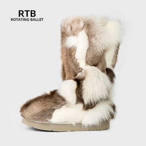 บูทขนสุนัขจิ้งจอกยาวแบบต่อกันลื่นพื้นยางรองเท้ากันลื่นรองเท้าบูทหิมะกันหนาวสำหรับกลางแจ้งฤดูหนาว - Product Image 2