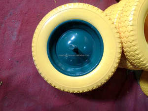 <span class=keywords><strong>Rueda</strong></span> de <span class=keywords><strong>carretilla</strong></span> plana 350-8 Rodamiento de bolas <span class=keywords><strong>Rueda</strong></span> de <span class=keywords><strong>carretilla</strong></span> de PU con borde de acero para cortadoras de césped para trabajos de construcción - Product Image 2