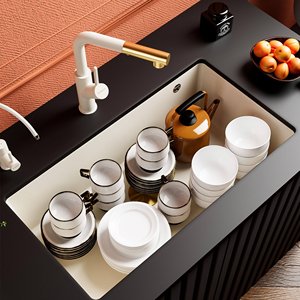 Évier de cuisine sous plan, grand bac unique en quartz, facile à nettoyer pour la vaisselle domestique - Product Image 3