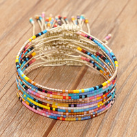 Perles de rocaille japonaises de petite taille Miyuki, Bracelet réglable en macramé fait à la main pour femmes MI-B210098