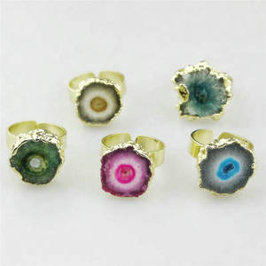 Bague réglable en pierre pavée de mode CH-JCR0134, bague en pierre de quartz en gros de bijoux, bague en pierre d'agate naturelle en gros - Product Image 2