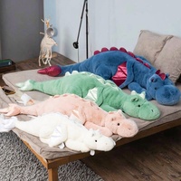Peluche Dragon Géant Doux de 130cm pour Enfants et Adultes Peluche Dragon Bleu Peluche Pondérée
