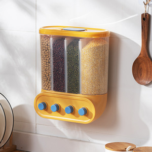 Wholesale Wall Mounted Dual Compartment <b>Cereal</b> Dispenser Dry Food Storage Container for Grains Beans and Kitchen Organizer - Product Image 1