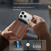 Étuis portefeuille magnétiques en cuir PU électroplaqué de luxe, très demandés, pour téléphones portables 17/14/15/16 Pro Max avec support et porte-cartes