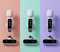 Microphone cravate sans fil T20 Plug and Play avec chargeur de téléphone intégré et récepteur audio à faible latence pour interview