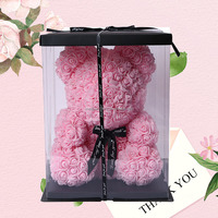 Ours en peluche artificiel Saint-Valentin en mousse PE, roses éternelles, fleurs simulées pour Noël, Pâques, remise de diplôme