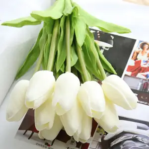 Tulipanes artificiales de PU, ramo de flores de tulipán, blanco, amarillo, púrpura, rosa, rojo, azul, naranja, magnolia, negro, venta al por mayor