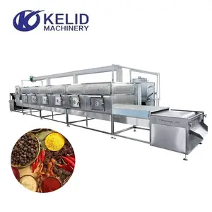 PLC Control Industrial KLD20kw Tunnel Microwave Dehydrated Chili Pepper Curry Powder Sterilization Machine