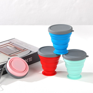 Taza plegable de silicona para viajes, deportiva, portátil, libre de BPA, con tapas - Product Image 1