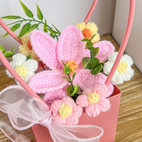 Buket Bunga Tulip Buatan Tangan untuk Hadiah Wisuda Hari Ibu, dalam Wadah Kain Poliester