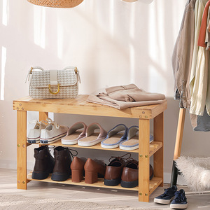 Bamboo 3 Tier Shoe Rack Bench Entryway <b>Storage</b> Shelf For Hallway Living Room <b>Bathroom</b> - Product Image 1