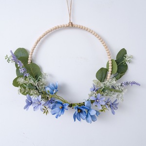 พวงดอกไม้ประดิษฐ์ CallaFloral รูปทรงครึ่งวงกลม สีฟ้า ดอกคามิลเลีย พลาสติก ตกแต่งบ้าน งานแต่งงาน แขวนผนัง รุ่น CF01309 - Product Image 3