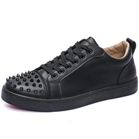 Baskets tendance pour hommes en cuir véritable, légères, imperméables, à lacets, avec rivets personnalisés, style urbain
