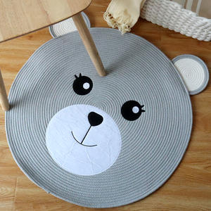 Tapis de sol pour enfants en forme d'ours en coton, rond, gris foncé, non toxique, pour usage domestique, imprimé animal, design de dessin animé, lavable en machine - Product Image 4