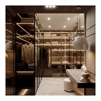 Armoire style moderne Armoire utilitaire solide en forme de L avec porte vitrée et commode pour villa