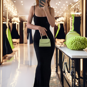 Hot Selling Women's Black Solid Cami Bodycon Long <strong>Maxi</strong> Slip <strong>Dress</strong> for Lounge Wear Wholesale Usage - Product Image 5
