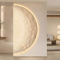 Art mural moderne en porcelaine peinte avec motif de lune sculptée et LED, style Art Déco, pour salon