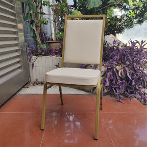 Cojín gris metálico apilable sillas de comedor para banquetes de hotel de lujo - Product Image 5