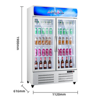 Réfrigérateur commercial vertical à porte simple ou double vitrée, vitrine de supermarché, dégivrage automatique, refroidisseur de boissons