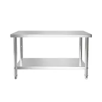 OEM RVS Werkbank Keuken Commerciële RVS Tafel Restaurant Metalen Tafel Drie-laags Voorbereidings Tafel