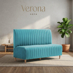 Sofá en Forma de L de Terciopelo Turquesa de Tres Plazas con Diseño Acanalado, Brazos Curvos, Patas de Madera Acolchadas, Asientos Modernos y Cómodos para Sala de Estar - Product Image 2