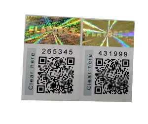 Scratch code laser holographic effect sticker stampa personalizzata 3D hologram label