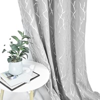 DaiRui Vente en gros Rideaux de salon en polyester à oeillets en tissu personnalisé occultant argenté avec impression sur feuille d'aluminium