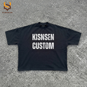 T-shirt court et ample en molleton 100 % coton épais pour homme, coupe boxy, idéal pour le sport, impression sérigraphique, design vierge - Product Image 1