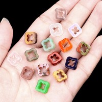 12mm Assortiment Cristal Naturel Agate Pierre Trèfles Creux Perles Chanceux Fleur Gemme Charme Pendentif pour DIY Fabrication de Bijoux