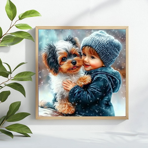 Kit <span class=keywords><strong>Punto</strong></span> <span class=keywords><strong>Croce</strong></span> 40x40cm Cane e Ragazzo, Ricamo Fai da Te 11CT/14CT per Decorazione Casa, Design Floreale, Regalo Ecologico - Product Image 3