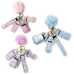 Neopren el sabunu kabı dezenfektanı şişe asılı çanta süblimasyon kol seti mermer <span class=keywords><strong>mini</strong></span> 30ml anahtarlık chapstick - Product Image 3