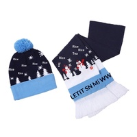 Ensemble tricoté deux pièces renne de Noël, bonnet et écharpe chauds d'hiver avec pompons, cache-cou tricoté pour la plage