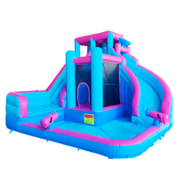 Château gonflable bleu avec toboggan et trampoline, vente directe du fabricant d'installations de jeux pour enfants