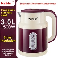 Ketel Listrik Stainless Steel 316 Berinsulasi Lapis Ganda Kapasitas 2L+ Kontrol Digital Mati Otomatis Untuk Penggunaan Mobil & Hotel