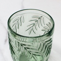 LANGXU Coffret de 4 verres à vin en cristal vert, forme feuille vintage, à pied, à nervures, pour mariage